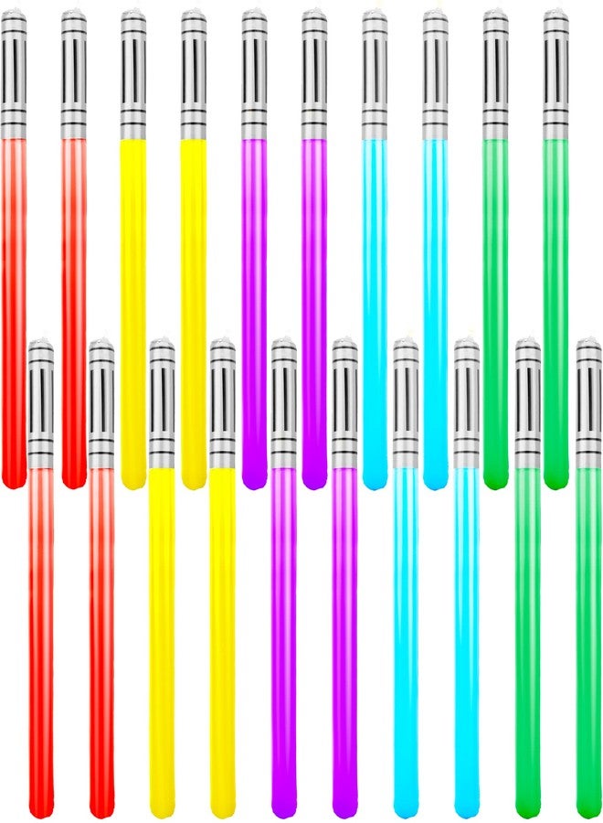 Haconba 20 Pack Inflatable Light Saber Blow up Light Sword Toys for Kids Cosplay Halloween Theme Party Favors, 5 Colors - Image 1